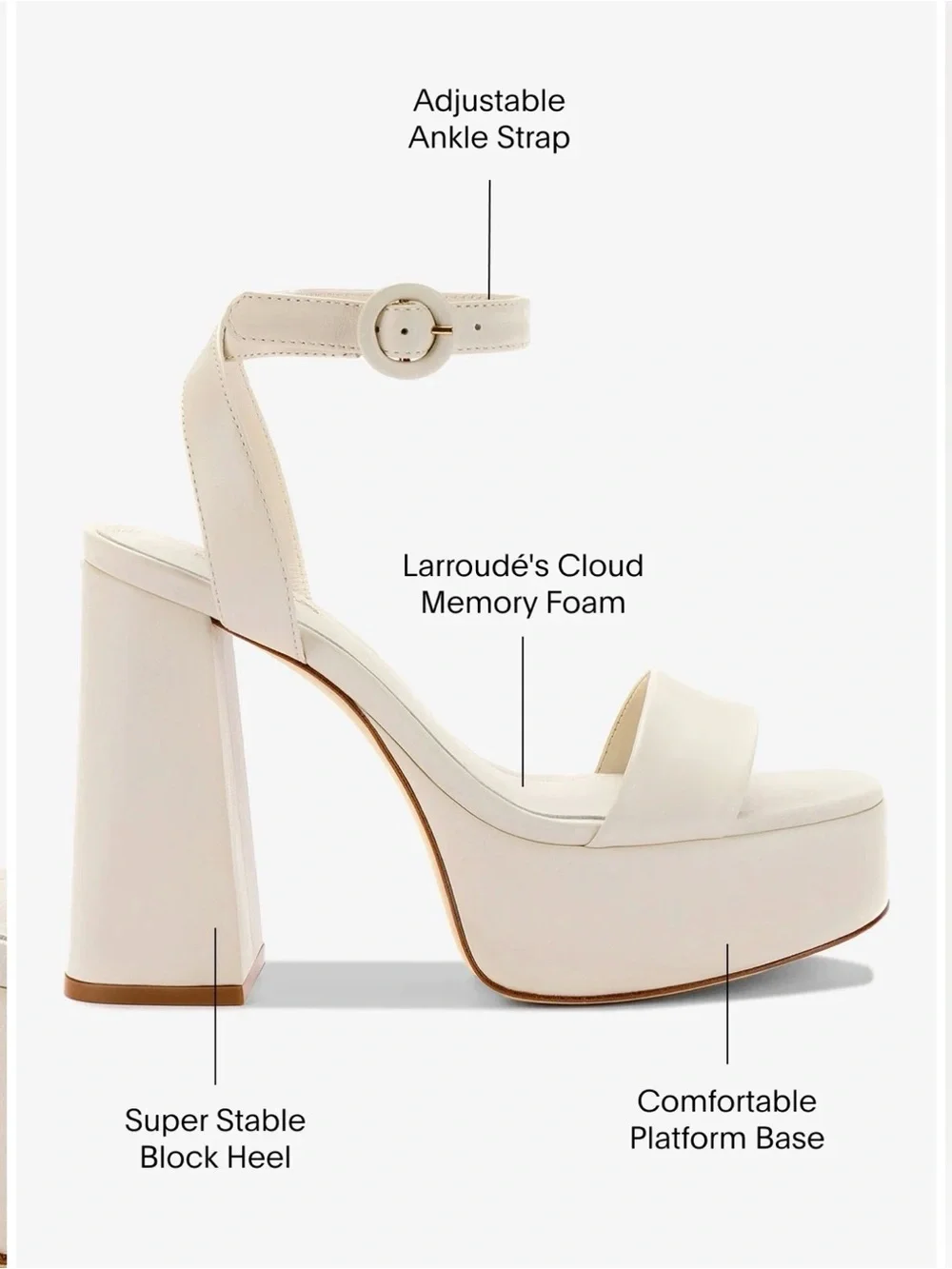 Larroude Dolly Sandal in Ivory Leather